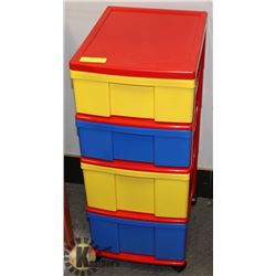ROLLING 4 DRAWER STORAGE UNIT - 31"H X 12"W X