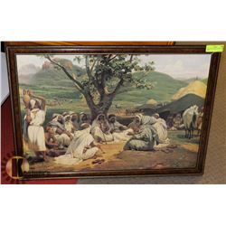 ARABIAN PAINTING SITTING UNDER TREE.