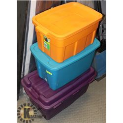 3 PLASTIC STORAGE CONTAINERS