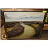 Image 1 : VINTAGE OIL ON CANVAS RIVER VALLEY