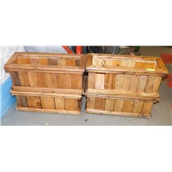 LOT OF 4 WOOD PLANTERS