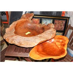 LARGE HEAVY CARVED WOOD TREE TRUNK CENTREPIECE