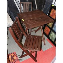 FOLDING WOOD PATIO TABLE & 2 CHAIRS
