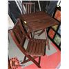 Image 1 : FOLDING WOOD PATIO TABLE & 2 CHAIRS