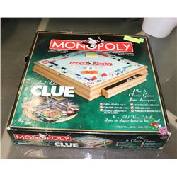 NEW MONOPOLY IN SOLID WOOD CABINET WITH CLUE