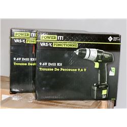 CASE OF 2 POWER IT 9.6 VOLT CORDLESS DRILLS