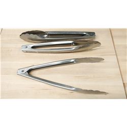 9" STAINLESS EXTRA HEAVY DUTY TONGS - LOT OF 3