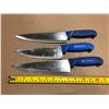 Image 1 : USED SHARPENED KNIVES BLUE HANDLE - LOT OF 3