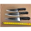 Image 1 : USED SHARPENED KNIVES BLACK HANDLE  - LOT OF 3