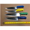 Image 1 : USED SHARPENED KNIVES COLOR HANDLES - LOT OF 4