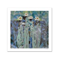 "Lotus" Limited Edition Serigraph (38" x 38") by Renowned Artist Lu Hong, Numbered and Hand Signed w
