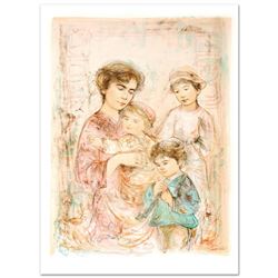  Lotte and Her Children  Limited Edition Lithograph (27  x 37.5 ) by Edna Hibel (1917-2014), Numbere