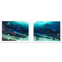 "Radiant Reef" Limited Edition Giclee Diptych on Canvas (35" x 26") by Wyland, Numbered and Hand Sig