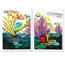  Coral Reef Life  Limited Edition Giclee Diptych on Canvas by renowned artist Wyland, Numbered and H