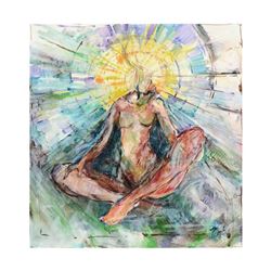 Marta Wiley, Original Mixed Media Painting on Canvas, Thumb Printed and Hand Signed with Certificate