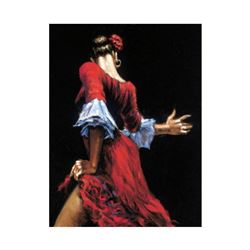 Fabian Perez,  Flamenco Dancer III  Hand Textured Limited Edition Giclee on Board. Hand Signed and N