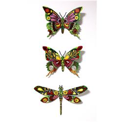Patricia Govezensky- Original Painting on Cutout Steel (Set of 3) "Set of 3 Butterflies"