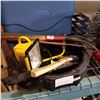 Image 2 : OIL PAN, AXE, HAMMER, SHOP LIGHT, 2 HOES, AND PRUNER AND ROLLING COOLER