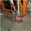 Image 2 : BUNDLE OF LONG HANDLED TOOLS INCLUDING PICK AXE, AXE AND HATCHET
