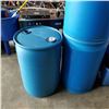 Image 2 : 3 BLUE 45 GALLON PLASTIC DRUMS
