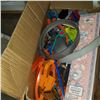Image 2 : BOX OF KIDS TOYS, HOT WHEELS TRACK, PORCELAIN DOLL, ETC.