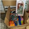 Image 3 : BOX OF KIDS TOYS, HOT WHEELS TRACK, PORCELAIN DOLL, ETC.