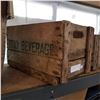 Image 2 : 2 VINTAGE WOOD CRATES, METAL SIGN, AND TRAY