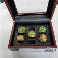 GREENBAY PACKERS SUPERBOWL 5 RING SET IN CASE, UNOFFICIAL