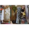 Image 1 : 2 BOXES OF PINWHEEL CRYSTAL, GREEN GLASS, AND MORE