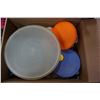 Image 2 : 2 BOXES OF KITCHEN ITEMS AND BIN OF POTS AND GLASSWARE