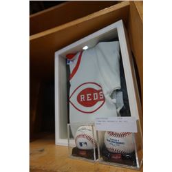 2 RAWLINGS BASEBALLS AND RED SHIRT