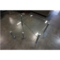 MODERN GLASS COFFEE TABLE W/ SPIN OUT SECTION