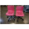 Image 1 : 2 PINK ROLLING OFFICE CHAIRS