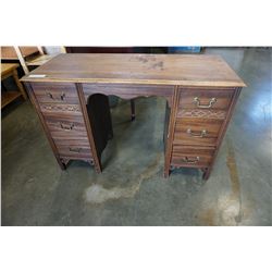 ANTIQUE DOVETAIL DOUBLE PEDESTAL 6 DRAWER DESK