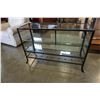 Image 1 : 3 TIERED BLACK METAL DECORATIVE DISPLAY CABINET W/ GLASS SHELVES