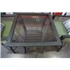 Image 3 : METAL PATIO TABLE W/ GLASS AND 2 MATCHING CHAIRS AND CUSHIONS