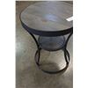 Image 2 : INDUSTRIAL WOOD AND METAL ROUND 2 TIER END TABLE