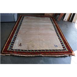 VINTAGE 7 X 10 FOOT HAND KNOTTED AND DYED PERUVIAN AREA CARPET