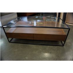 GLASSTOP COFFEE TABLE W/ 2 DRAWER STORAGE