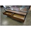 Image 2 : GLASSTOP COFFEE TABLE W/ 2 DRAWER STORAGE