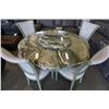 Image 1 : ITALIAN MARBLE TABLE W/ TIERED CENTER AND 4 CHAIRS SURFACE - EPOXY DAMAGE