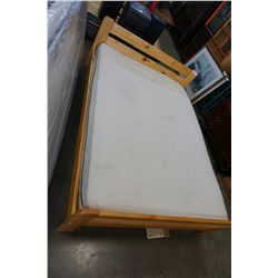 PINE DOUBLE SIZE BEDFRAME WITH IKEA MATTRESS