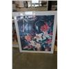 Image 1 : 4 x 4 LARGE FLORAL PRINT IN FRAME