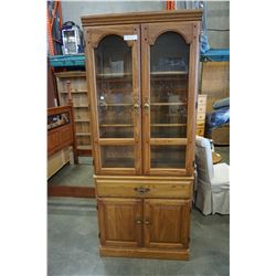 PALLISER OAK GLASS DOOR DISPLAY CABINET