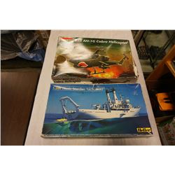 MONOGRAM BELL ATTGI COBRA HELICOPTER MODEL AND 1:200 SCALE HELLER TITANIC SEARCHER MODEL SHIP