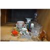 Image 2 : CRYSTAL DECANTER SET, ART GLASS PAPER WEIGHTS, SALT AND PEPPERS, CHINA CUPS AND SAUCERS