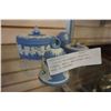 Image 2 : 2 LIDDED WEDGEWOOD DRESSER DISHES, BELL, AND SCENT BALL MADE IN ENGLAND
