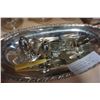 Image 3 : SILVER PLATE TRAY, SALT AND PEPPER, SPOONS AND FORKS, VINTAGE PORTRAIT, AND DOME GLASS ART