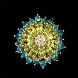 Natural Rare Brazil Apatite & Peridot Ring