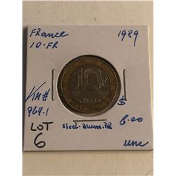 1989 France 10 Franc Uncirculated High Grade Grade KM 964.1